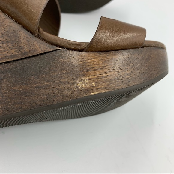Diane Von Furstenberg Opal Brown Leather Wooden Wedges! size 7M! Worn Only Once! - Picture 8 of 16